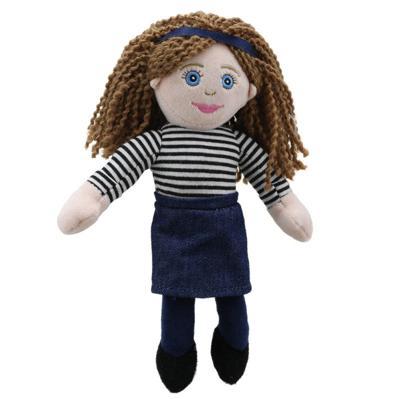 The Puppet Company – Marioneta De Mano Niña Mediana Tono Oscuro, Tela Suave Para Contar Historias A Niños Desde 12 Meses, Ideal Para Viajes En Coche