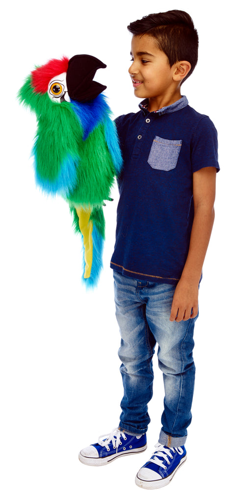 Marionnette enfant Oiseau du paradis bouche articulée avec bruiteur, 30 cm  - Marionnettes Enfants